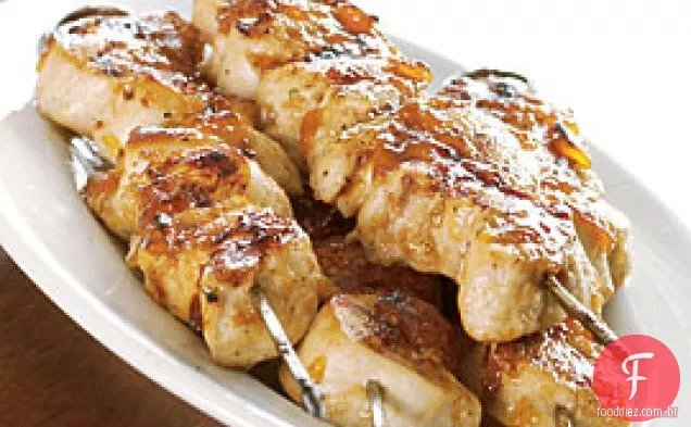 Brochettes De Frango Com Esmalte De Damasco