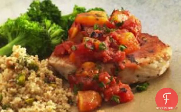 Costeletas de porco com Chutney de Damasco-tomate
