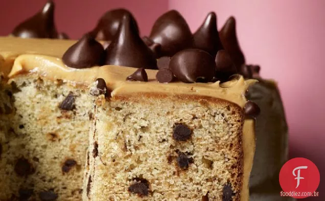 Bolo de banana e chocolate com cobertura de Manteiga De Amendoim