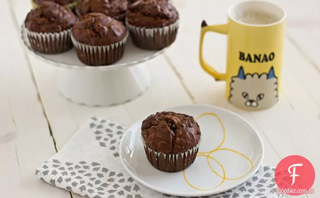 Chocolate Escuro Banana Café Da Manhã Muffins