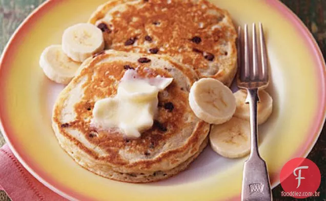 Panquecas de banana e chocolate