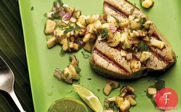 Frutos do mar grelhados com Salsa de Banana-limão
