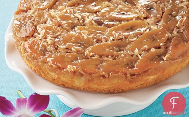 Bolo De Banana-Coco De Cabeça Para Baixo
