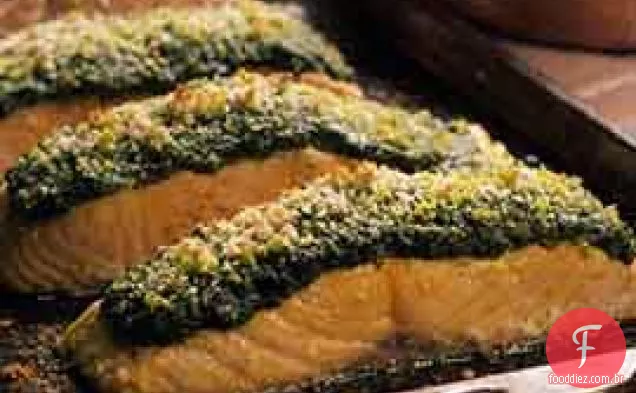 Salmão com crosta de Pesto