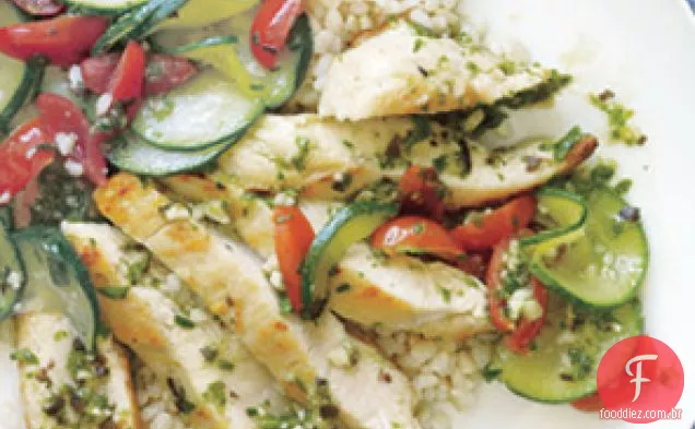 Feijão preto-frango Pesto de amêndoa