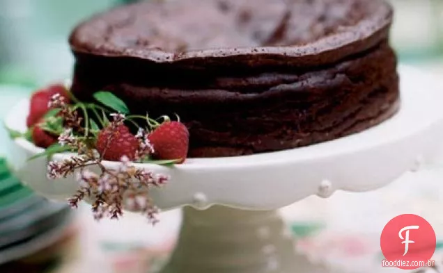 Chocolate-Espresso Torte com molho de framboesa