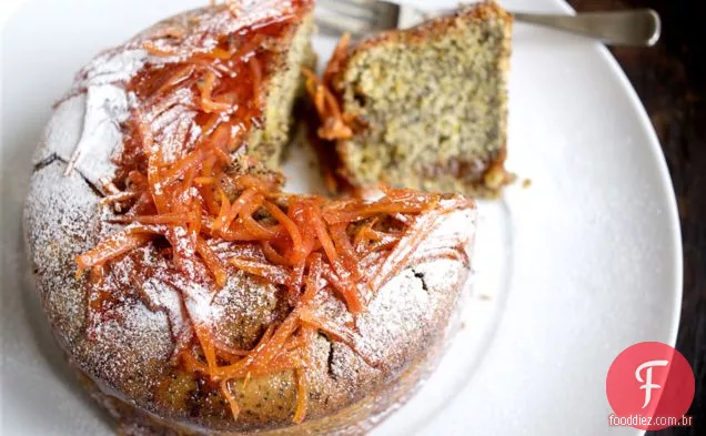 Semente De Papoula E Bolo Pegajoso De Laranja De Sangue