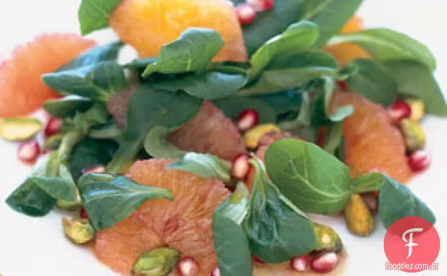 Salada Mâche Com Laranjas Sanguíneas, Pistache E Romã