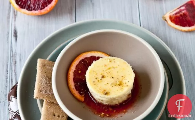 Cheesecakes De Queijo De Cabra Limão Com Xarope De Laranja De Sangue