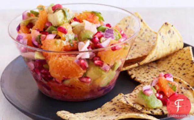 Salsa De Laranja E Abacate Com Sementes De Romã