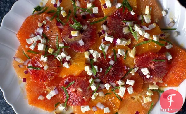 Salada Cítrica Mista Com Queijo Feta E Hortelã