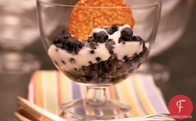 Mirtilos e creme gelado