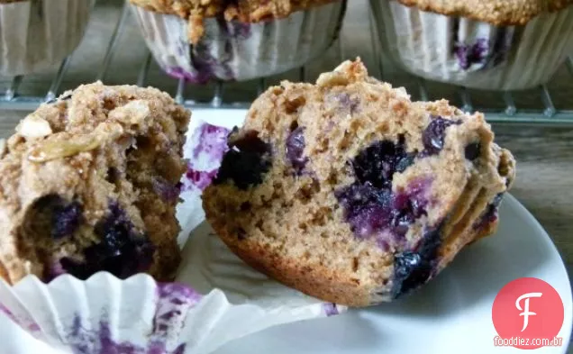 muffins de espelta de mirtilo com linho
