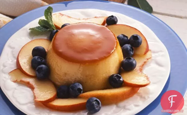 Flan De Mirtilo Laranja Com Pêssegos