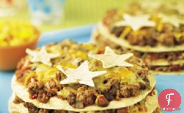 Torres De Tortilha De Carne E Queijo