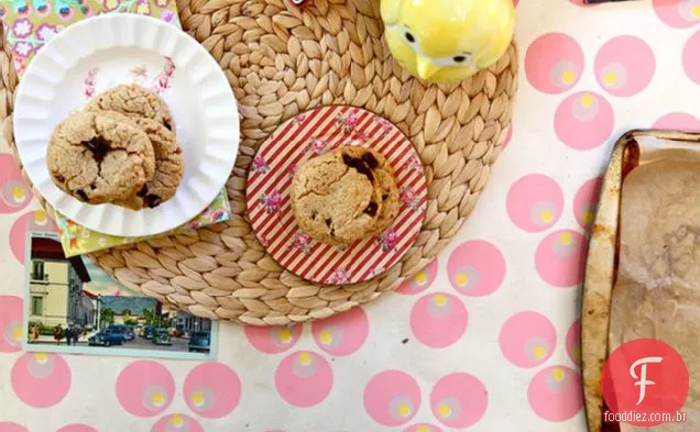 Biscoitos De Chocolate De Coco Torrados Com Manteiga Marrom