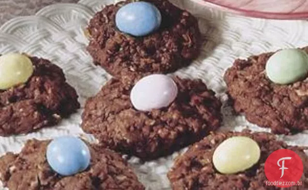 Ninhos de aveia de cacau e coco