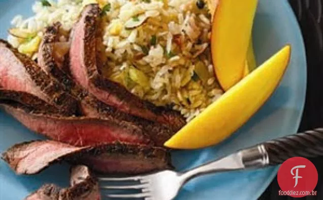 Bife De Flanco Caribenho Com Arroz De Coco