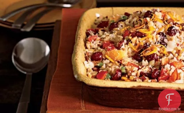 Molho de arroz Basmati com frutas secas, amêndoas torradas e Coco