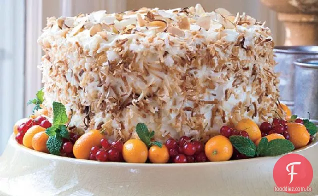 Bolo De Creme De Coco-Amêndoa