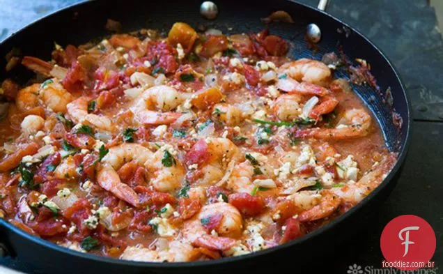 Camarão Assado Em Molho Feta De Tomate