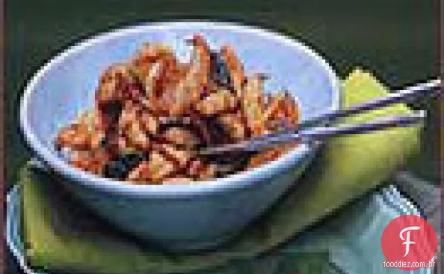 Camarão picante com manjericão