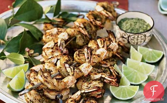 Camarão Tandoori em marinada Verde