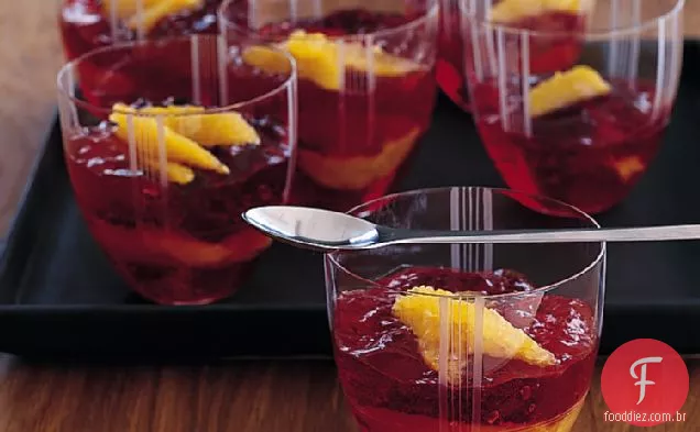 Cranberry Champagne Gelée com laranjas