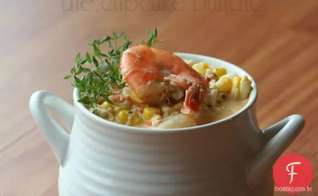 Coco-milho e camarão Chowder