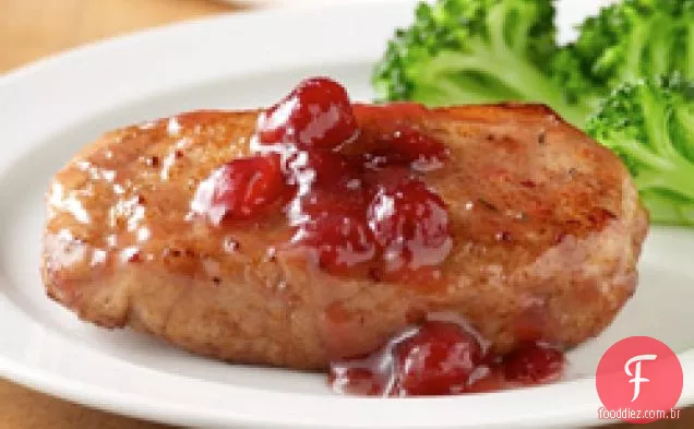 Costeletas de porco envidraçadas com Cranberry