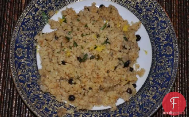 Cuscuz com coentro, limão e groselhas (para encher um Chi