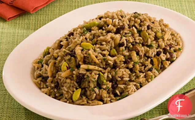 Arroz integral de amêndoa e pistache Pilaf