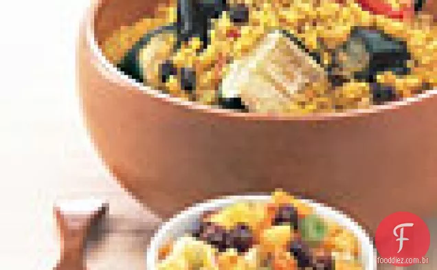 Cuscuz frito com legumes assados, Chutney de pêssego e iogurte de coentro