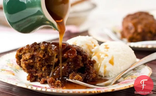 Pudim De Pecan De Caramelo Pegajoso Sem Pecado
