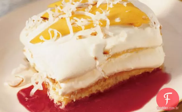 Tiramisu de Manga Com Molho De Framboesa