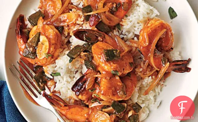 Camarão salteado com xerez e Chiles