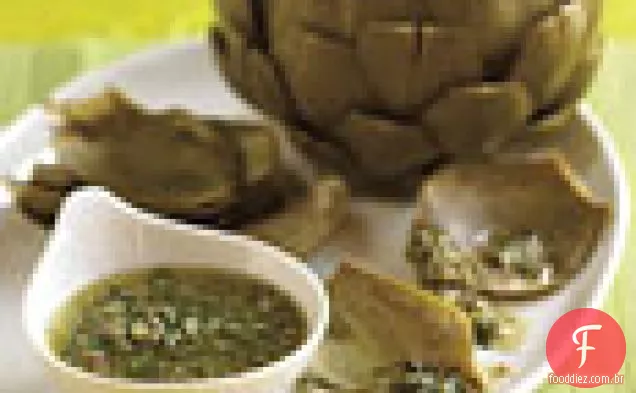 Alcachofras Cozidas No Vapor Com Salsa Verde