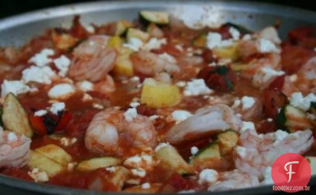 Camarão Assado Ao Fogo Com Queijo Feta