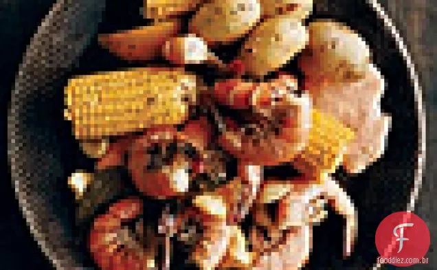 Camarão ferver com molho de rábano picante
