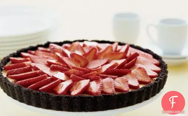 Torta de Mascarpone com morangos