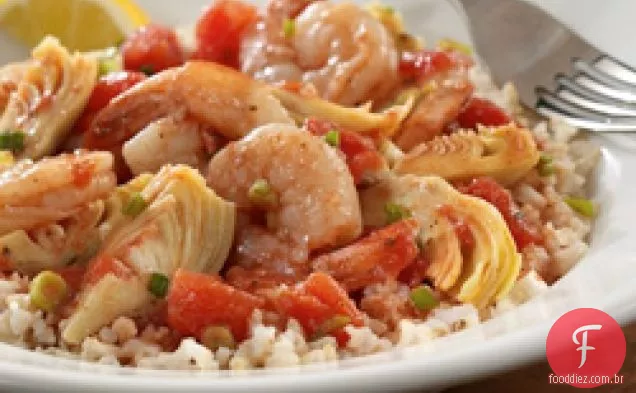 Camarão Com Alcachofras E Tomates Para Dois