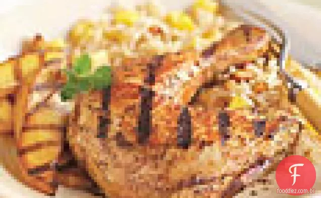 Frango grelhado ao estilo Tandoori e mangas com arroz de jasmim de Manga