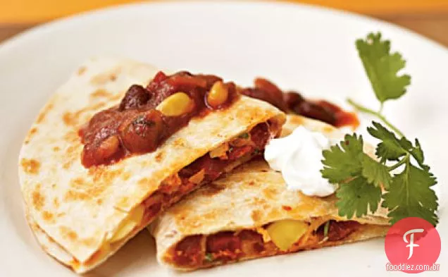 Manga, frango e chouriço Quesadillas