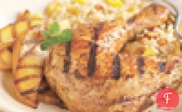 Frango grelhado ao estilo Tandoori e mangas com arroz de jasmim de Manga