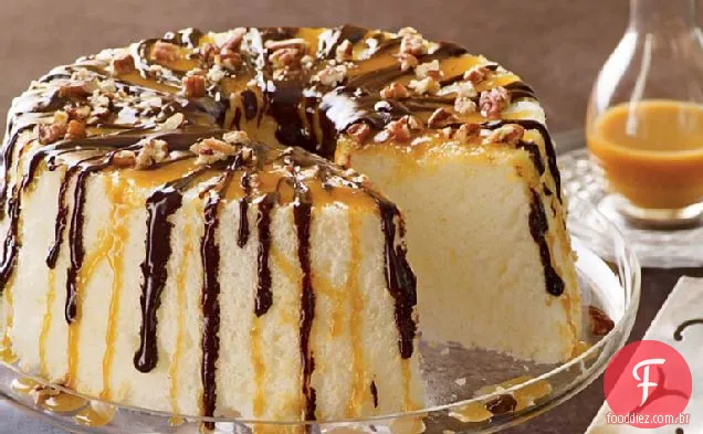 Bolo De Comida De Anjo De Chocolate-Caramelo