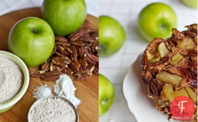 3 Camada De Cabeça Para Baixo Maçã Pecan Bolo De Café Da Manhã