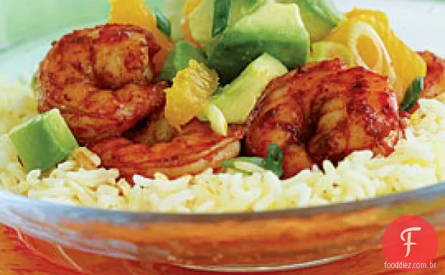 Paprika Camarão Com Laranja E Abacate Salsa