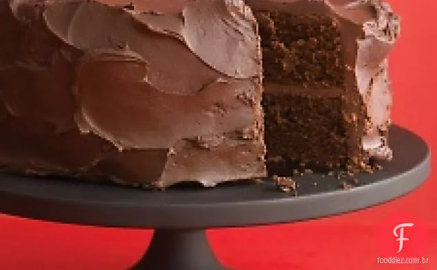 Bolo de chocolate escuro com cobertura de Ganache