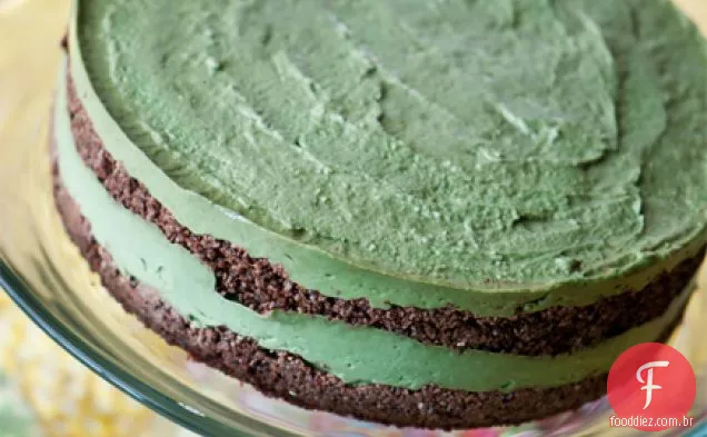Bolo De Chocolate Em Camadas De Abacate de hortelã não cozido (sem glúten, laticínios