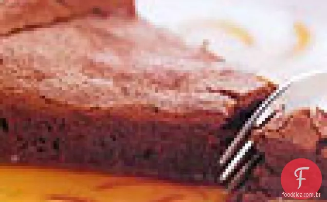 Bolo de suflê de Chocolate com molho de caramelo Laranja